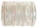 Beachcombers! Event & Wedding Ethnic Glass Indian Bangles Belly Dance Bracelets BoHo Chic Full Size Set White Silver