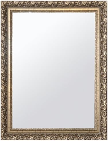 Raphael Rozen , Classic, Vintage, Hanging Framed Wall Mounted Mirror, Satin Gold, Carved Frame