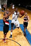 Portland Trail Blazers v Washington Wizards: John Wall and Andre Miller Photographic Poster Print by Ned Dishman, 24x36