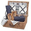 Chambray 4 Person Traditional Fitted Picnic Hamper for Wine Lovers