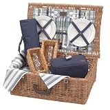 Chambray 4 Person Traditional Fitted Picnic Hamper for Wine Lovers
