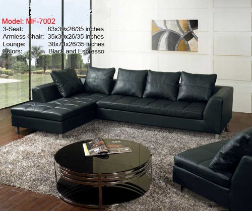 New 3pc Contemporary Leather Sectional Sofa #MF-7002