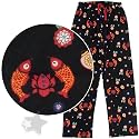 Japanese Koi Print Flannel Pajama Pants for Women