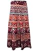 Women's Wrap Skirt Maroon Elephnats Printed Cotton Boho Wrap Around Skirts