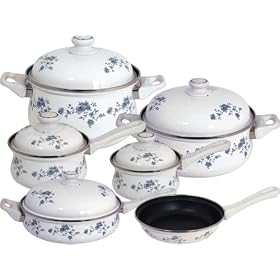 Magefesa Blue Garland Enamel On Steel 11 Piece, Cookware Set