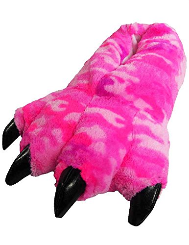 Wishpets Camo Dinosaur Claw Slippers (Pink, Large)