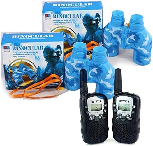 Kids Binocular Camouflage Blue Binoculars Set Of 2 and 2 PCS New Black Walkie Talkie Retevis