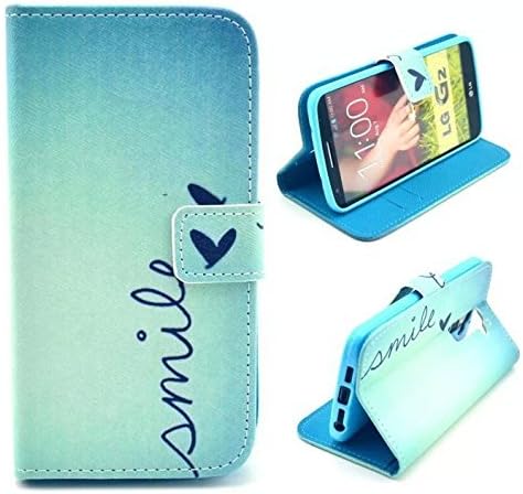 G2 Case,LG G2 Case, Welity Smile Butterfly Pattern Design Pu Leather with wallet Case--and one gift