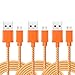 Micro USB Cable Bundle of 3 Durable 6.6ft/2m Nylon Braided Tangle-Free Cable Compatible for Samsung, HTC, Motorola, Nokia and More Smartphone (Orange)