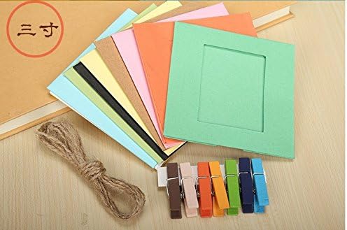 10 Different Colors Creative DIY Hanging Paper Photo Frame 3 Inch Photo Album Paper Wall Frame with the Clip and 2 Meters Line