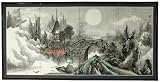 Asian D�cor & Gifts - 36 x 72 Bridge to Full Moon Chinese Art Oriental Wall Screen Painting