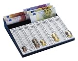Wedo 160790037 Geldzählkasse lichtgrau inklusive Geldscheinfach 278x270x60mm, herausnehmbare Münzrillen Fassungsvermögen