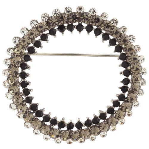 Childrens Toyshop  Jewelry : Circular Clear And Black Rhinestone Pin Brooch