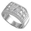 Sterling Silver Men's Ring - Clear CZ - 5mm Band Width - 12mm Face Height - Sizes: 9-12