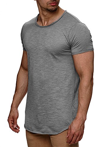S!RPREME Herren T-Shirt Kurzarm Basic Longshirt Oversize Slim Fit Grau S