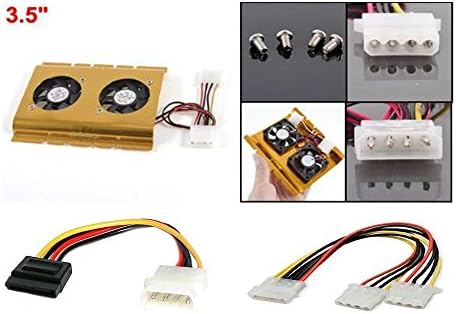 3.5" HDD Hard Disk Drive Cooler Cooling Fan Fist 3/2" Hard Drive DC 12V 0.12A Packed with 2 HDD Adapter Cable