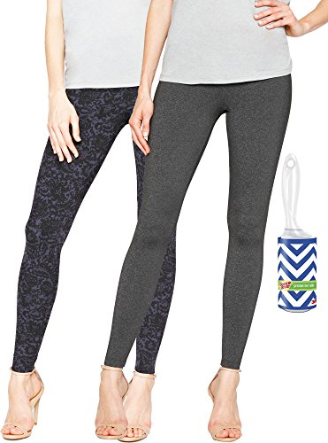 Matty M Womens Leggings (Pack of 2) with Lint Roller