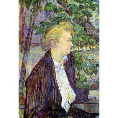 Professionally Framed Henri de Toulouse-Lautrec Woman in the Garden Art Print Poster - 13x19 with RichAndFramous Black Wood Frame