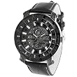 GP Designs Men's Rhinestone-accented Genuine Leather Watch
