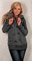 Longjacke grau Sweatjacke gefüttert Damen Jacke