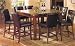 7 pc marble top counter height dining table set with walnut finish wood frame