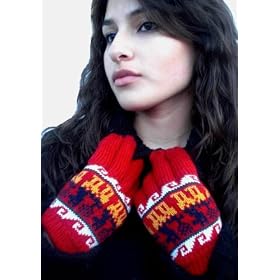 Winter Alpaca Gloves for Women - Andean Cherry