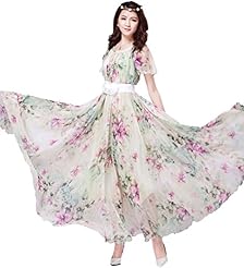 Belted Chiffon Floral Print Bridesmaid Dress 