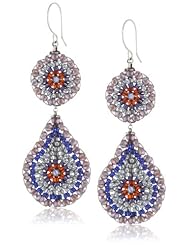 Miguel Ases Amethyst Hydro-Quartz Circle and Teardrop Earrings