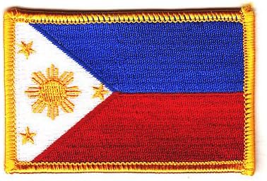 PHILIPPINES FLAG w/GOLD BORDER/Iron On Patch Applique/Filipino, National Flag
