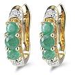 10k Yellow Gold Emerald and Diamond Earrings