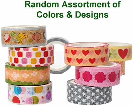 Shizaru Designs® Exclusive. 10 Rolls of Colorful Washi Tape Approximately 5 M Per Roll.