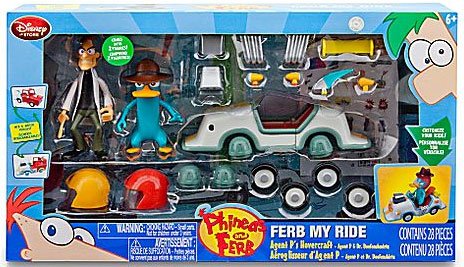 Disney Phineas and Ferb Ferb My Ride Vehicle Exclusive Playset Agent Ps Hovercraft Includes Agent P Dr Doofenshmirtz Action Figures!