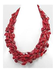 Japanese silk cord Coral Necklace In Zinc