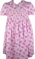 Laura Ashley Toddler Girls Fall/Winter Pink Floral Smocked Corduroy Dress-4 Toddler