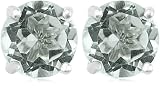 Sterling Silver 6mm Round Green Amethyst Earrings