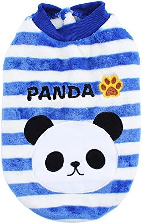 Rachel Pet Products Cartoon Strips Coral Velvet Warm Pet Vest Sweater for Autumn and Winter, Blue, L