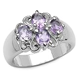 1.40 Carat Genuine Amethyst Oval Silver Ring