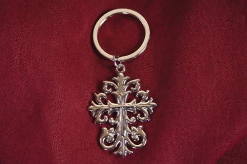 Carpentree Faith Collection 1.75"x3.75" Scroll Cross Keychain, Multi