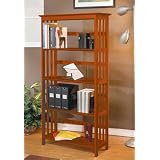 ALL SOLID WOOD Mission Style 4-Shelf Bookcase
