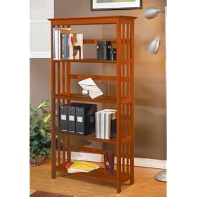 ALL SOLID WOOD Mission Style 4-Shelf Bookcase in Cherry Finished
