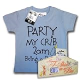 Dirty Fingers T-shirt in a box - Party my Crib 2am Bring a Bottle - Blue, 0-6 months