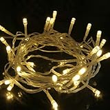 40 Warm White LED Fairy Lights Clear Cable