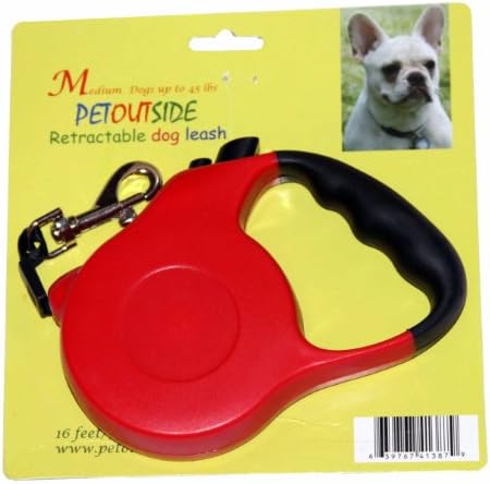 Retractable Dog Leash, 2 Release Stop Buttons, 16ft Belt, Abs, up to 45 Lbs, Red