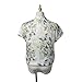 Cocobla Womens V-neck Floral Print Shirt Blouse Short Sleeve Tops