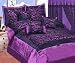 Queen Faux Silk and Flocking Black / Purple Zebra Comforter Set Bedding-in-a-bag
