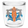 Sharks with Surfboard 12 oz Double-Old-Fashioned Insulated Beverage Tumbler, Clear