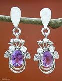 Image of BuyAmethyst earrings, 'Mystical Butterflies'Watch