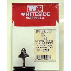 3209 CARBIDE-TIP 2 FLUTE COVE AND BEAD EDGE PROFILE ROUTER BIT W BB 5 32 RADIUS X 1-1 8 LG DIA by Whiteside