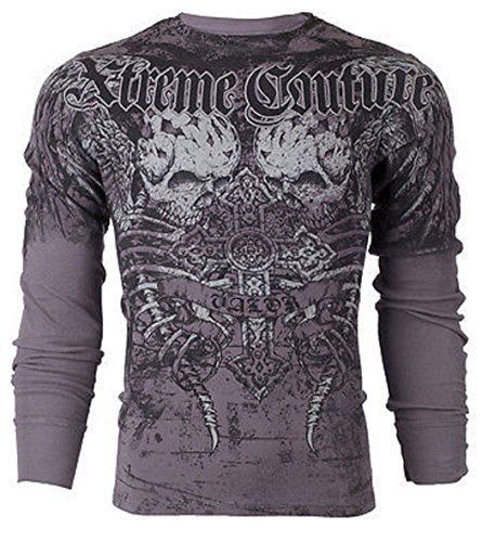 Xtreme Couture AFFLICTION Mens THERMAL T-Shirt ROT Tattoo Biker UFC