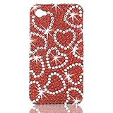 Talon Full Diamond Bling Phone Shell for Apple iPhone 4 (Red Hearts)